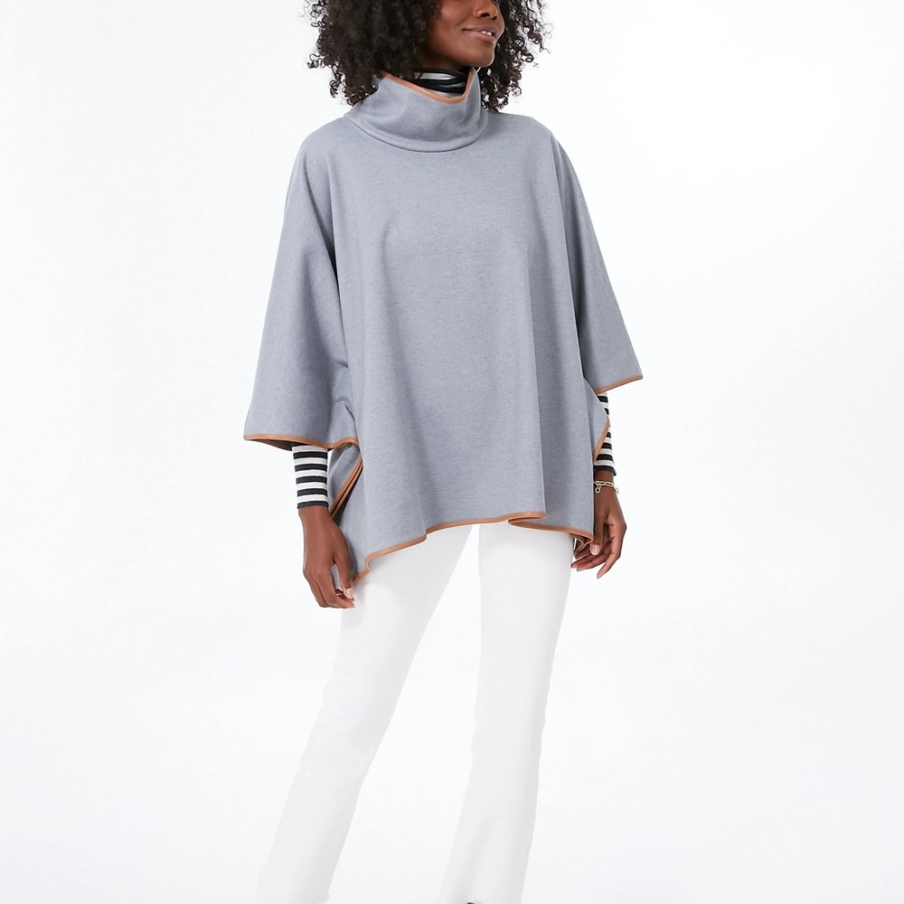 Tuckernuck Gray Poncho with Tan Trim